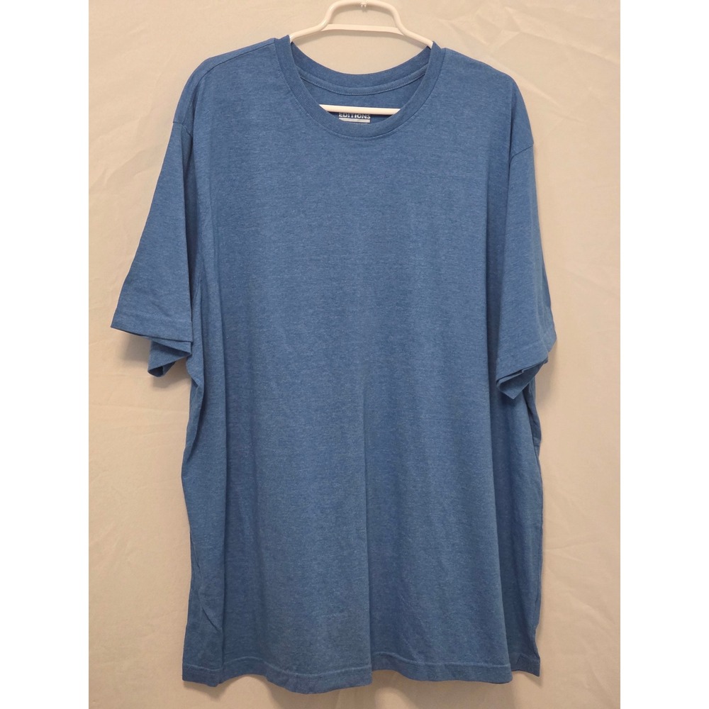 Basic Editions Mens 2XL Blue Heathered Short Sleeve Crew Neck T-Shirt